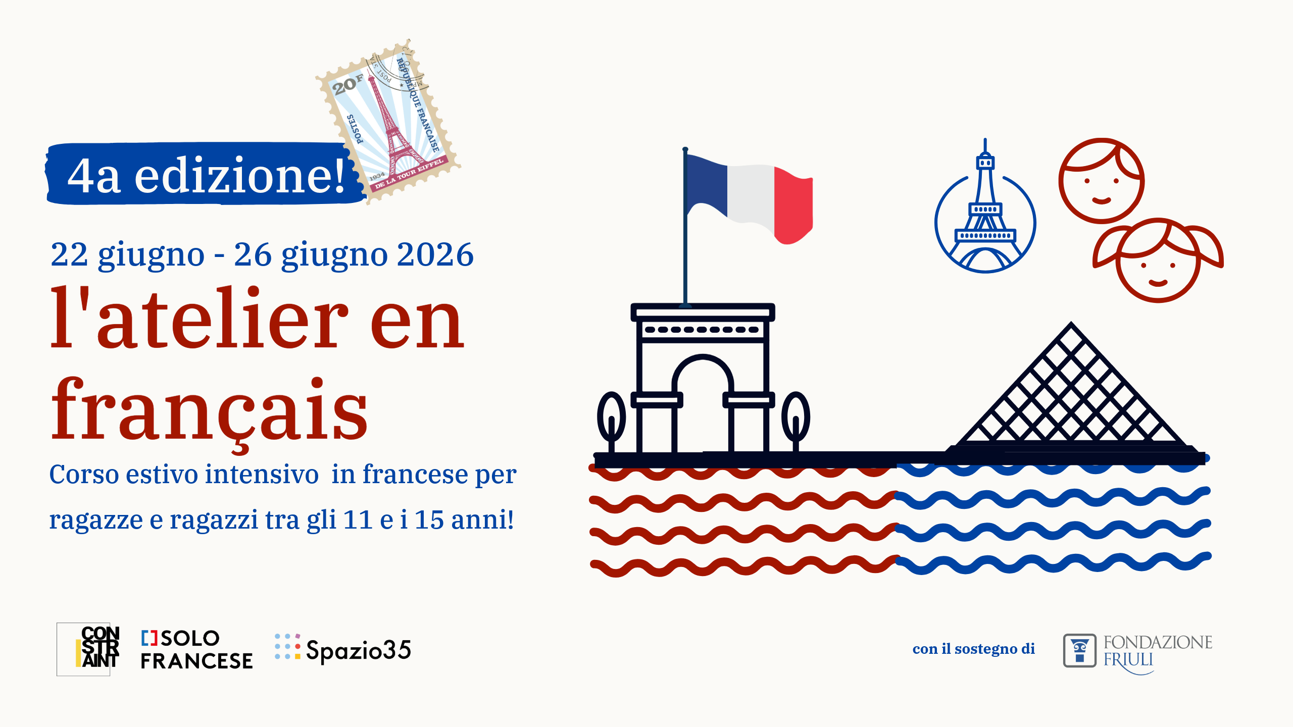 Atelier en francais 2026 - Centro estivo in francese Udine - Studiare il francese a Udine - studiare francese 10 anni - Spazio35 - Constraint ETS - Solo francese